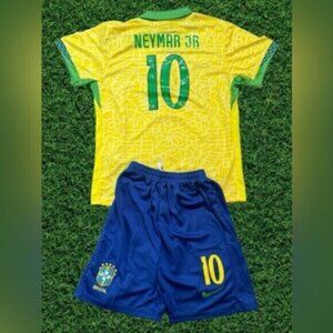 NEW Brazil Neymar Jr #10 HOME KIDS Soccer Jersey KIT